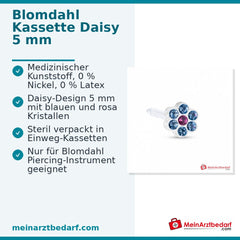 Blomdahl Erstohrstecker Daisy Kunststoff blau-rosa, 5 mm, 10 Stk..