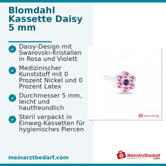 Blomdahl Erstohrstecker Daisy Kunststoff rosa-violett, 5 mm, 10 Stk..
