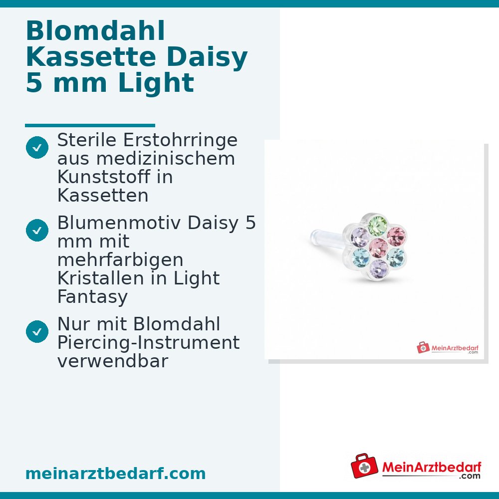 Blomdahl Erstohrstecker Daisy Kunststoff Light Fantasy, 5 mm, 10 Stk..
