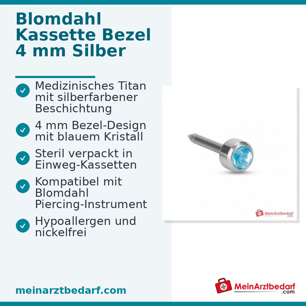 Blomdahl Nasenpiercing Bezel silber-blau, 4 mm, 10 Stk..