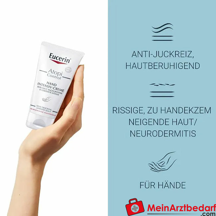Eucerin® AtopiControl Crema Intensiva Mani|Cura rigenerante per mani danneggiate, secche e screpolate, 75ml