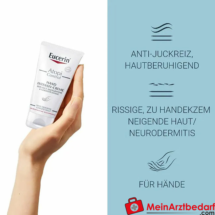 Eucerin® AtopiControl Hand Intensiv-Creme|Regenerierende Pflege für angegriffene, trockene und rissige Hände, 75ml