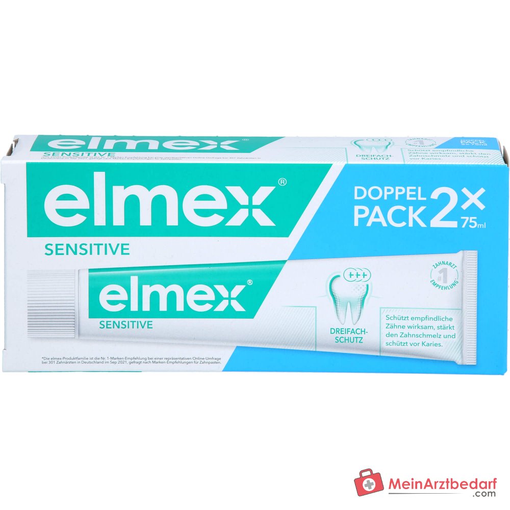 elmex Sensitive Aminfluorid Zahnpasta Doppelpack, 2x75 ml.
