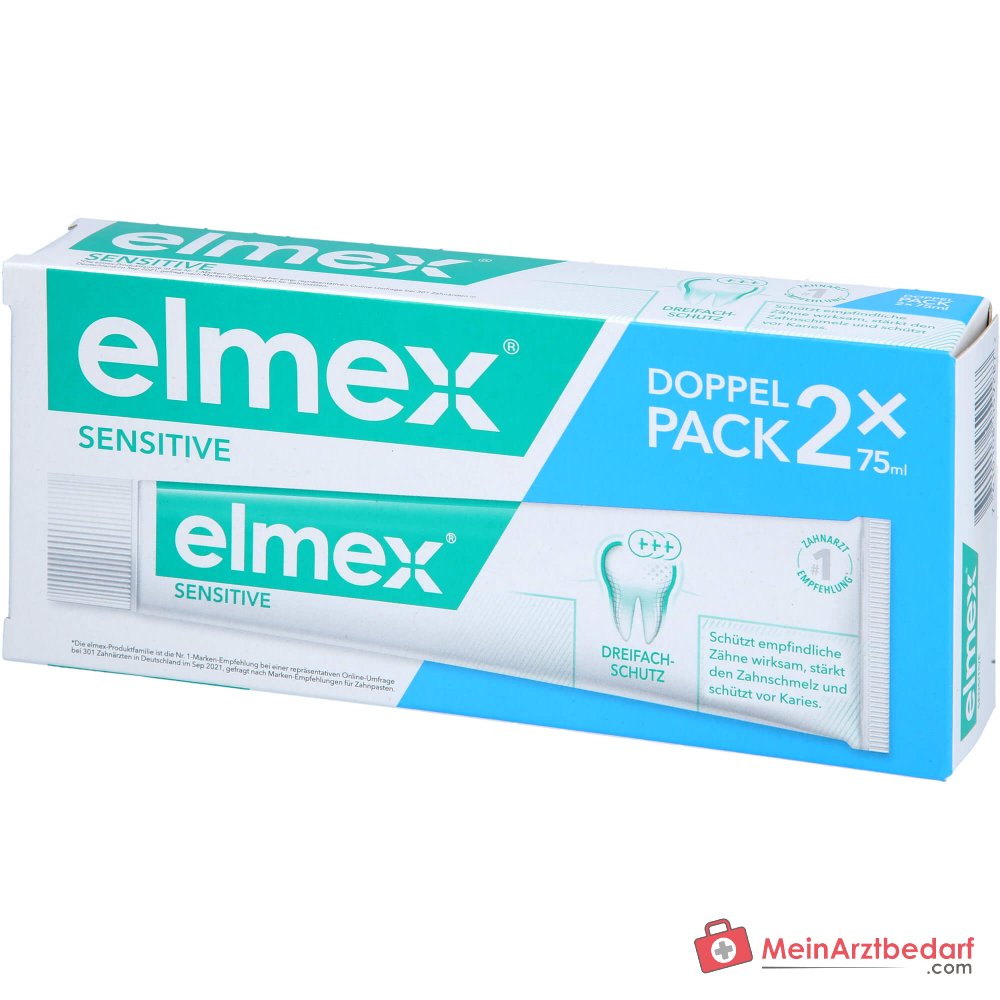 elmex Sensitive Aminfluorid Zahnpasta Doppelpack, 2x75 ml.