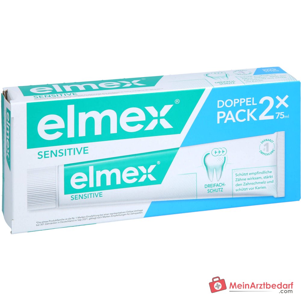 elmex Sensitive Aminfluorid Zahnpasta Doppelpack, 2x75 ml.