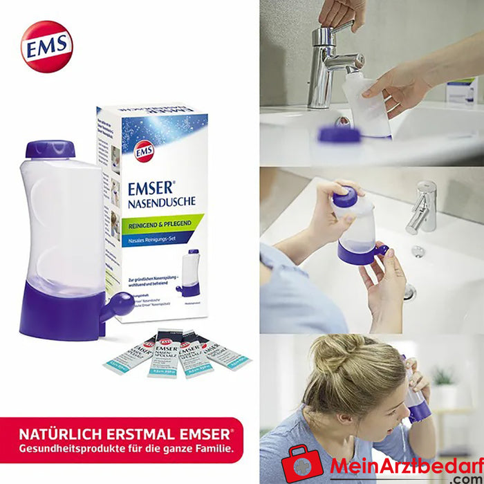 Ducha nasal EMSER® con 4 sobres de sal de enjuague nasal, 1 ud.