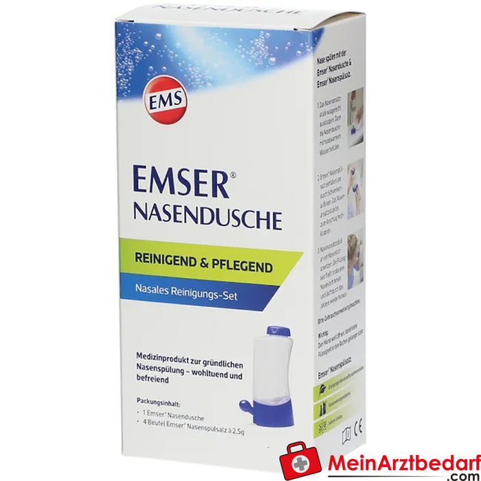 EMSER® duche nasal com 4 saquetas de sal para lavagem nasal, 1 unidade.