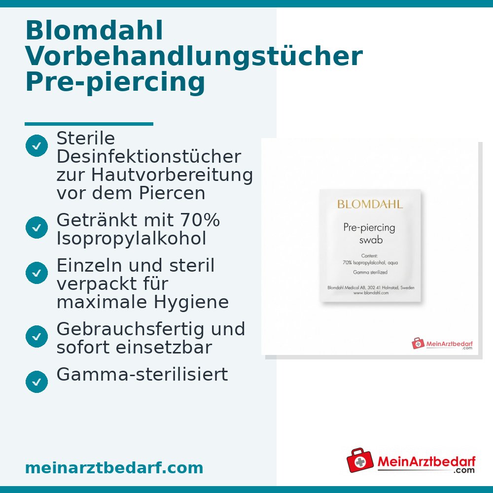 Blomdahl Pre-Piercing-Tupfer, steril, einzeln verpackt, 100 Stk..