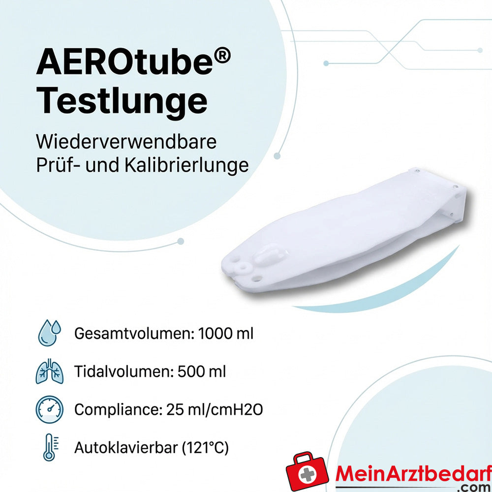 AEROtube® polmone di prova riutilizzabile 1000 ml volume corrente 500 ml compliance 25 ml/cmH2O 15 mm OD