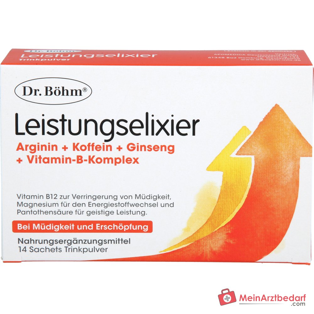 Dr. Bhm Leistungselixier mit Arginin, Taurin, Ginseng und Koffein Sachets  10 Stck | MeinArztbedarf.com