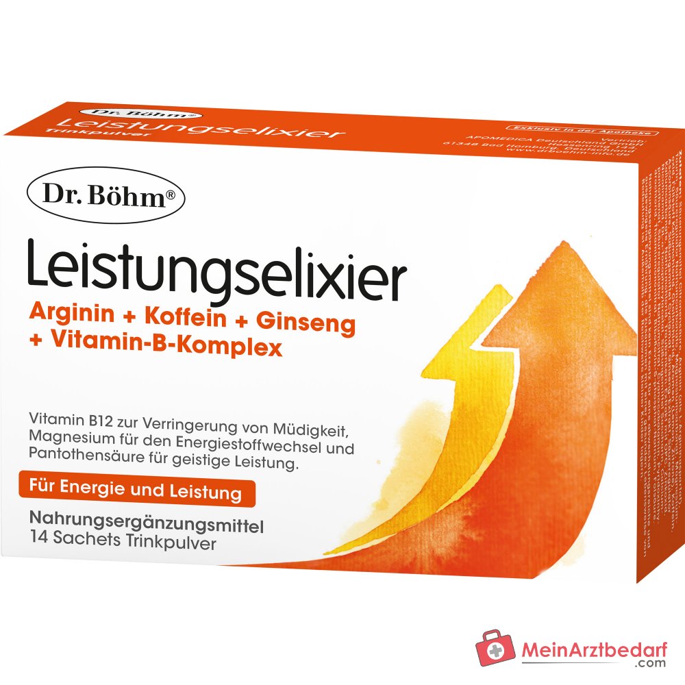 Dr. Böhm Élixir de performance avec arginine, taurine, ginseng et caféine Sachets 10 pièces