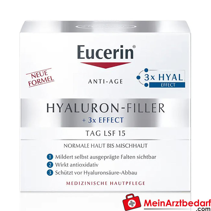 Eucerin® Hyaluron-Filler 日间护理产品，适用于中性至混合性皮肤 - 抚平皱纹，滋养并防止皮肤过早老化