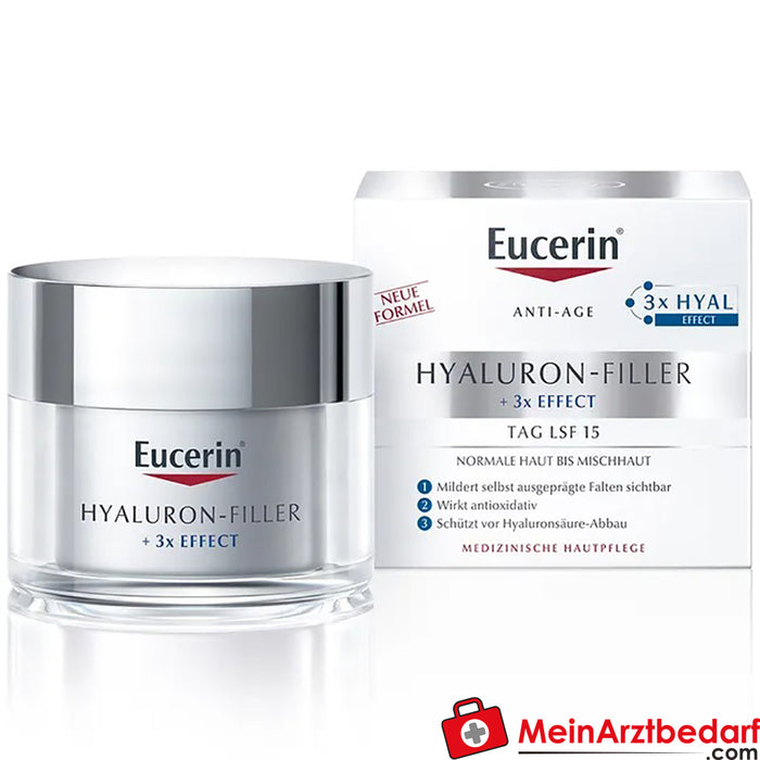 Eucerin® Hyaluron-Filler 日间护理产品，适用于中性至混合性皮肤 - 抚平皱纹，滋养并防止皮肤过早老化