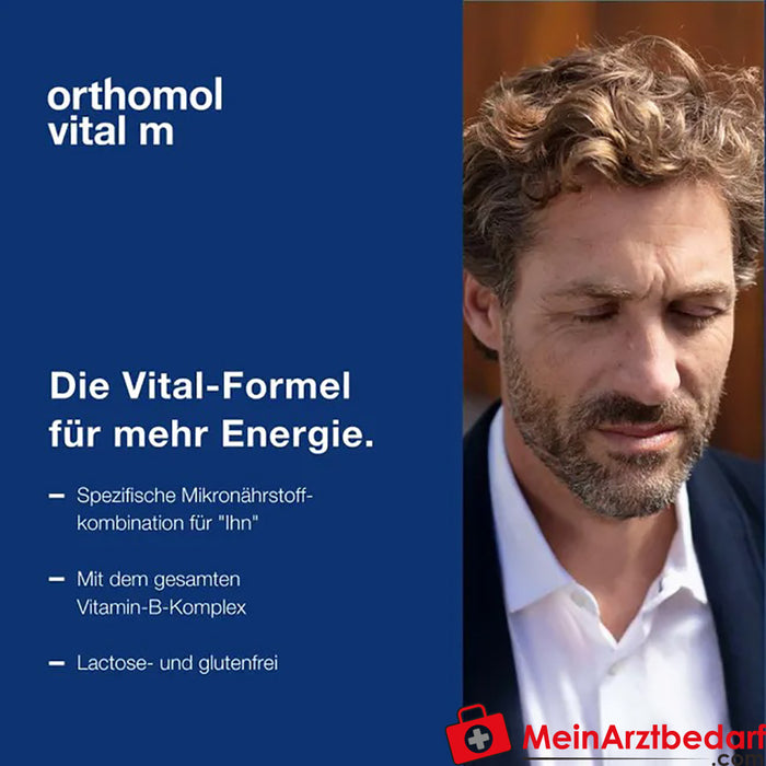 Orthomol Vital m 男性用 - 抗疲劳 - 含 B 族维生素和欧米伽-3 - 颗粒/片剂/胶囊 - 橙色口味，30 件。