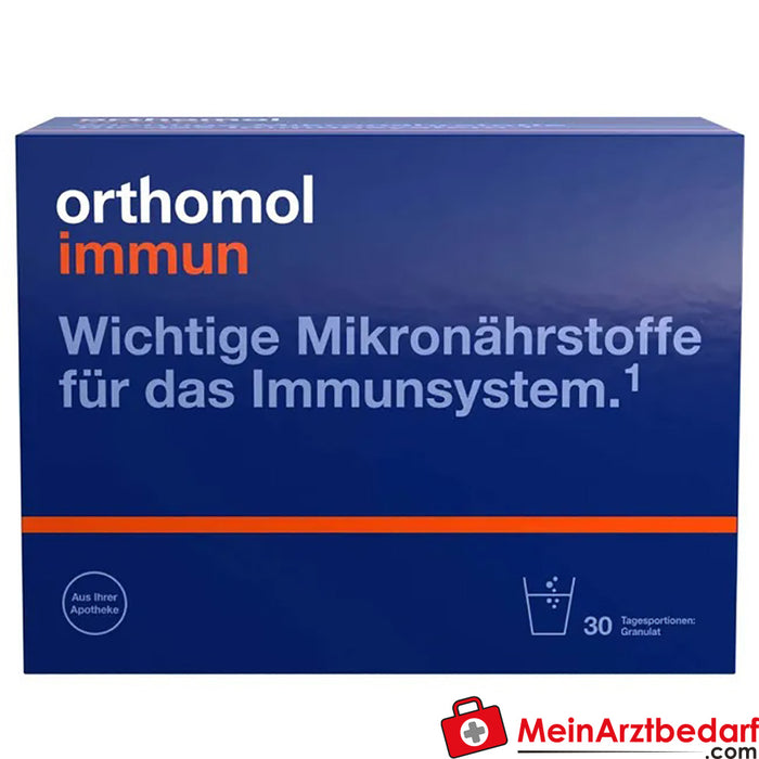 Orthomol Immun - C vitamini, D vitamini ve çinko içeren gıda takviyesi - granül, 30 adet.