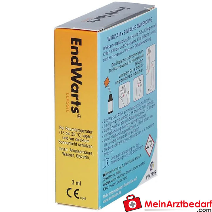 EndWarts CLASSIC: Solución con ácido fórmico contra verrugas y verrugas plantares, 3ml