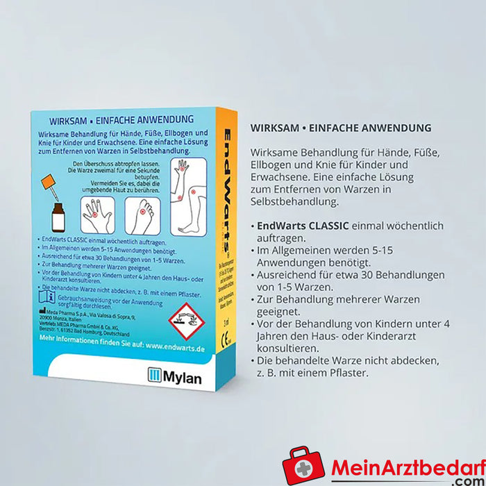 EndWarts CLASSIC : solution à l'acide formique contre les verrues et les verrues épineuses, 3ml