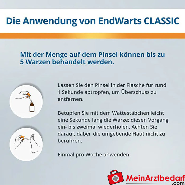 EndWarts CLASSIC : solution à l'acide formique contre les verrues et les verrues épineuses, 3ml