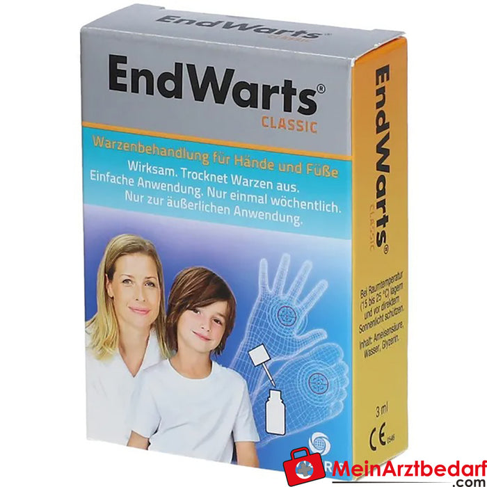 EndWarts CLASSIC: Solución con ácido fórmico contra verrugas y verrugas plantares, 3ml