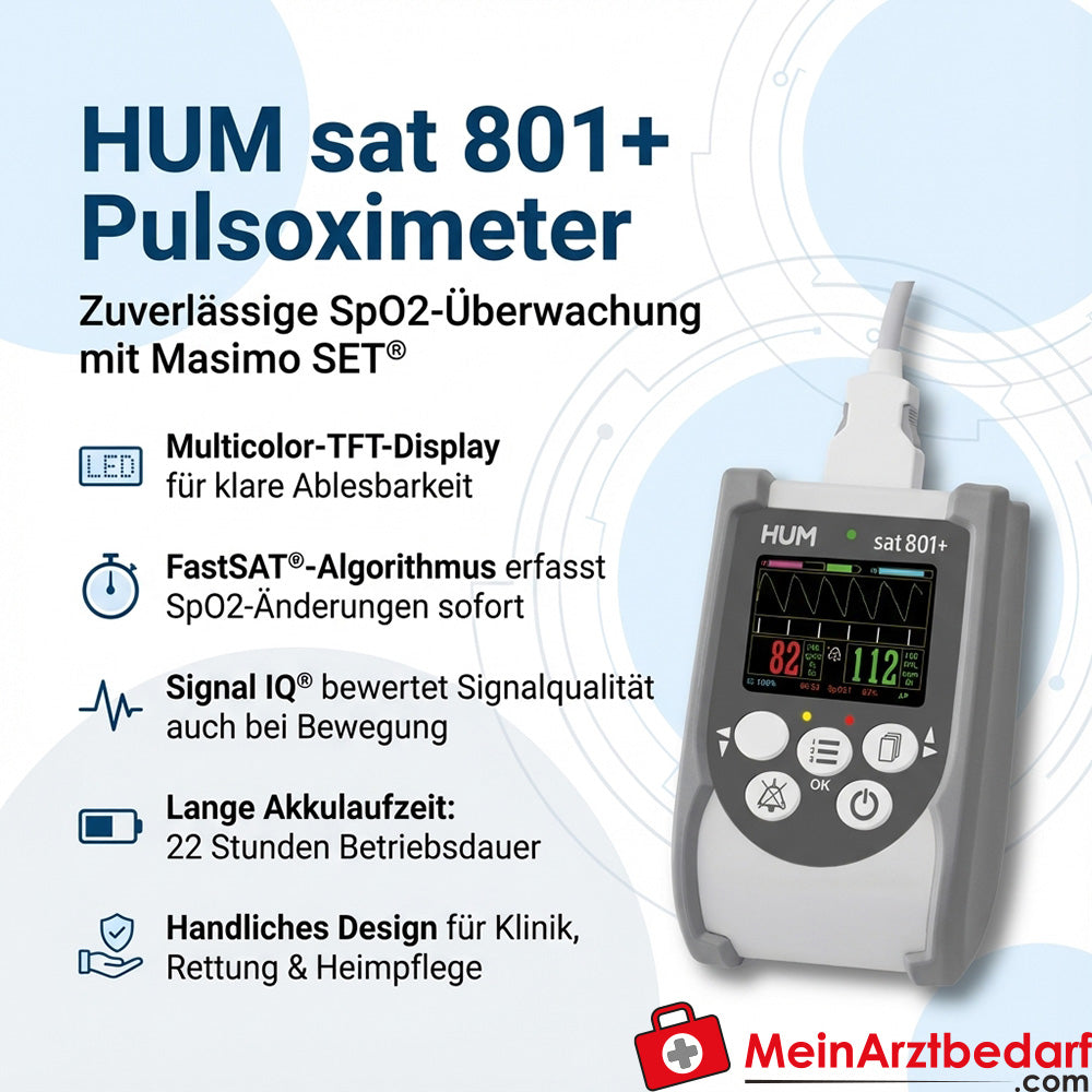 AEROcheck® sat 801+ pulse oximeter Masimo SET FastSAT multicolour TFT Li-Ion battery 22 h