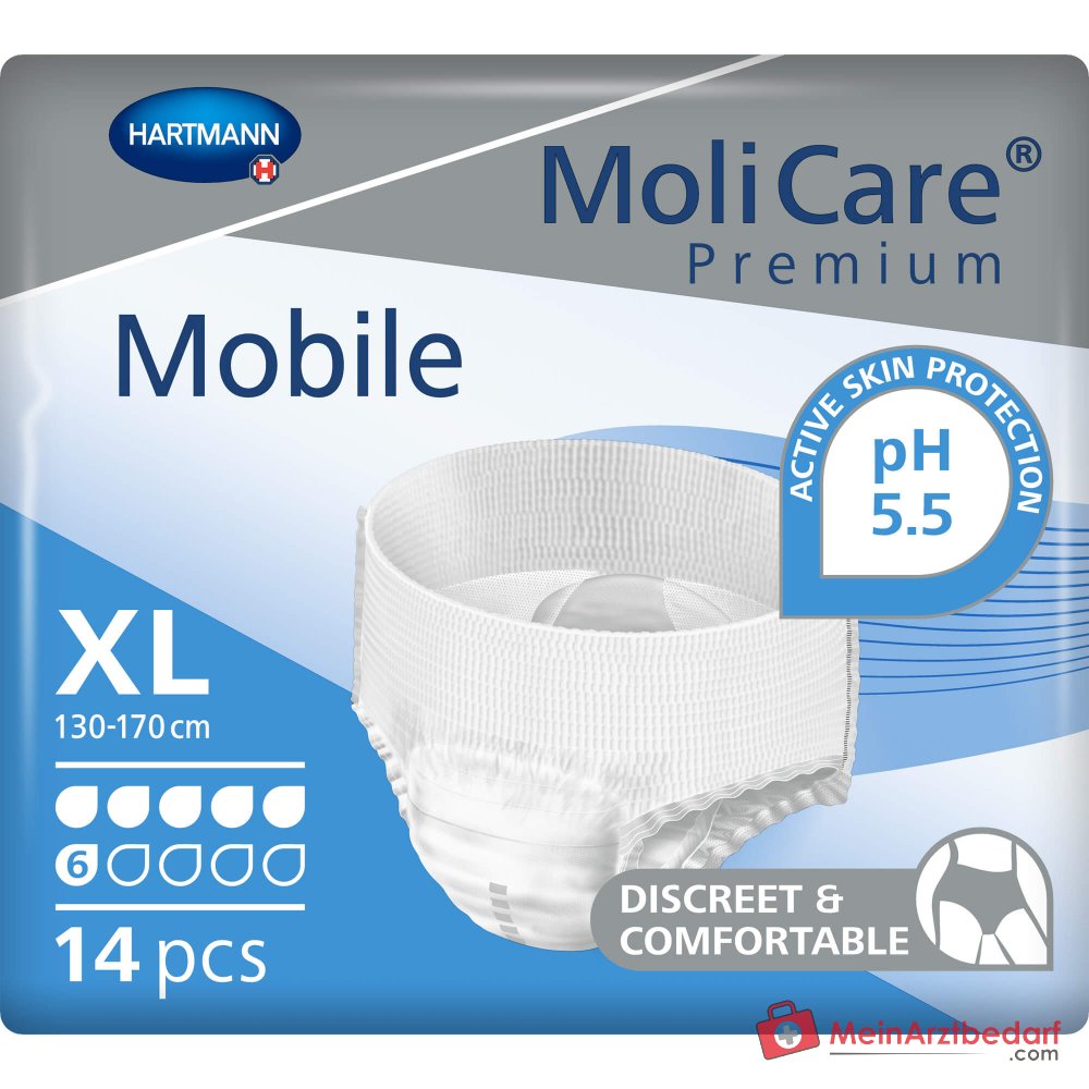 Hartmann MoliCare Premium Mobile 6 druppels wegwerpluiers maat XL, 56 stuks (4x14 stuks)