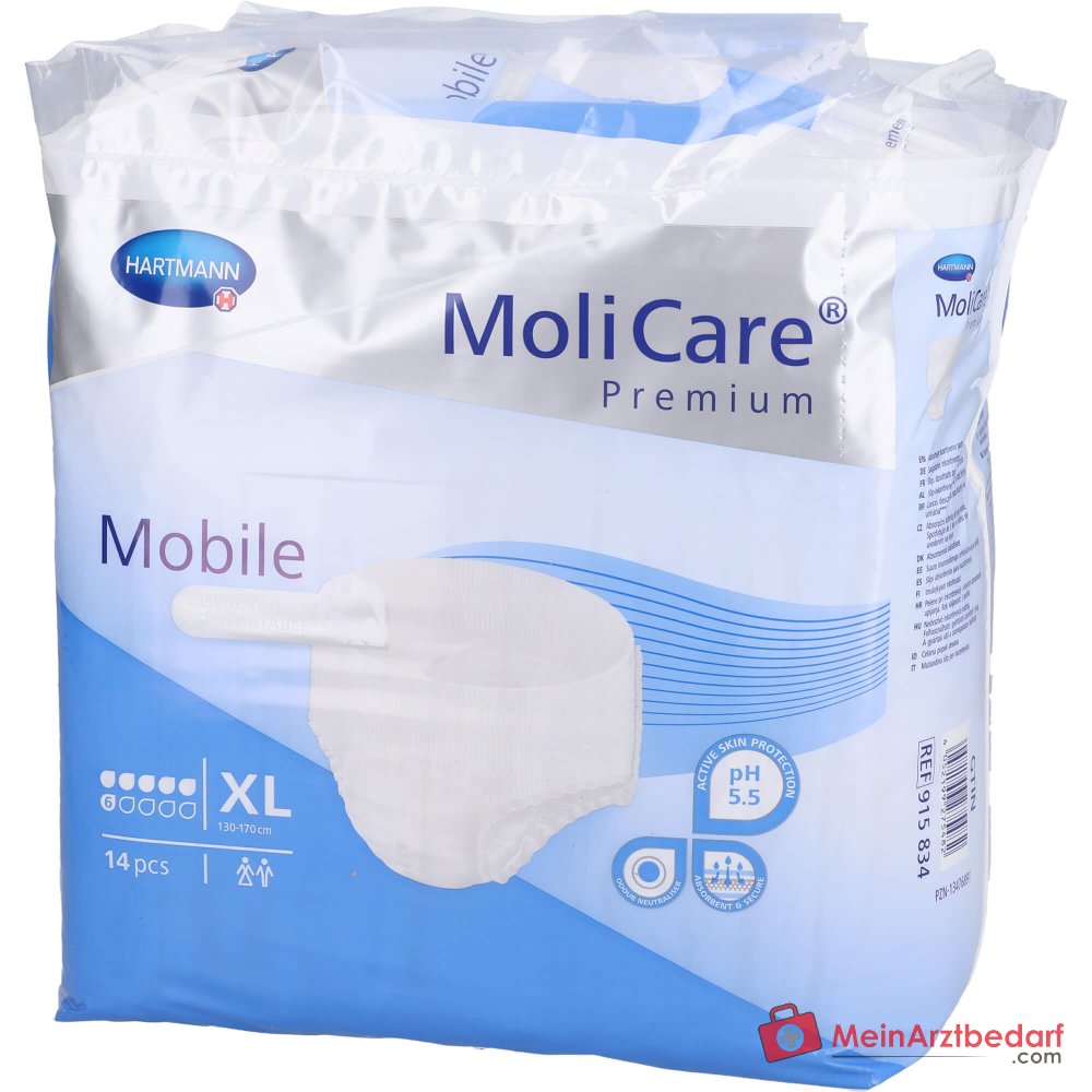 Hartmann MoliCare Premium Mobile 6 druppels wegwerpluiers maat XL, 56 stuks (4x14 stuks)