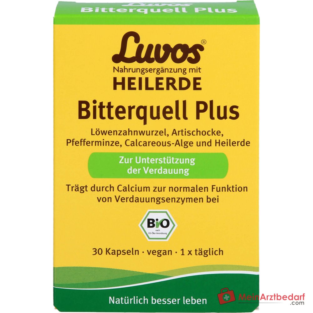 Luvos Heilerde Bio Bitterquell Plus Calcium / Artischocke / Pfefferminze / Löwenzahnwurzel / Heilerde Kapseln, 30 St..