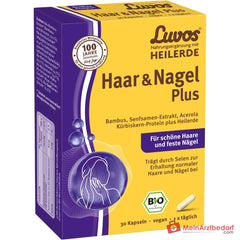 Luvos Heilerde Bio Haar & Nagel Plus Vitamin C / Selen / Silizium / Kürbiskern-Protein / Piperin Kapseln, 30 St..