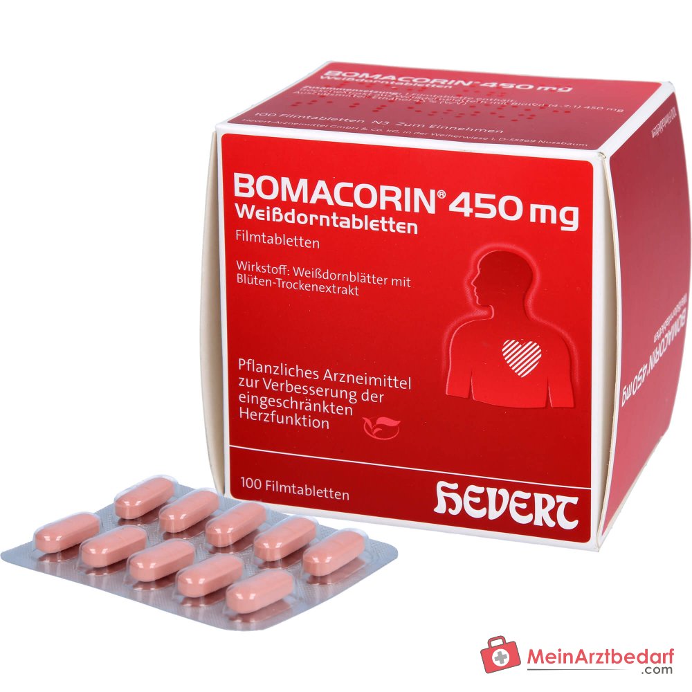 Hevert Bomacorin liść głogu 450 mg, 100 tabletek powlekanych
