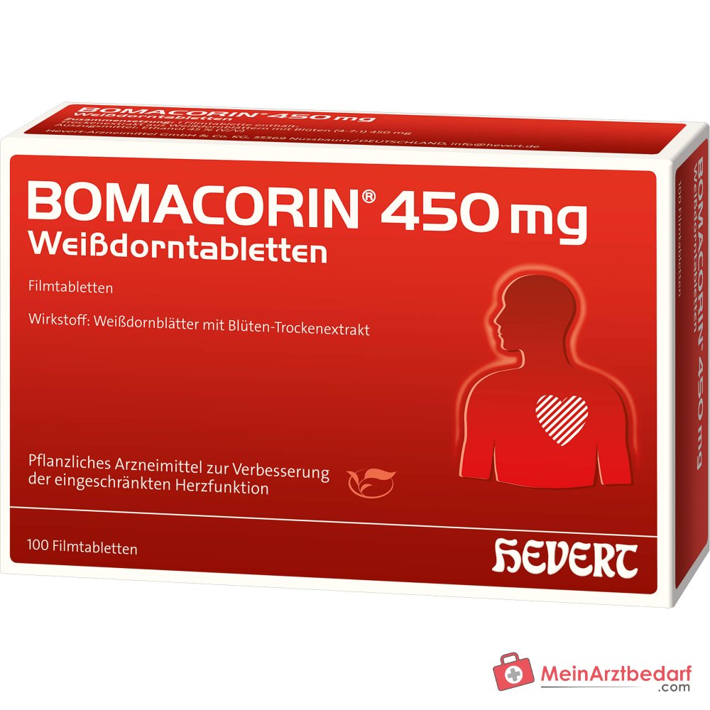 Hevert Bomacorin liść głogu 450 mg, 100 tabletek powlekanych