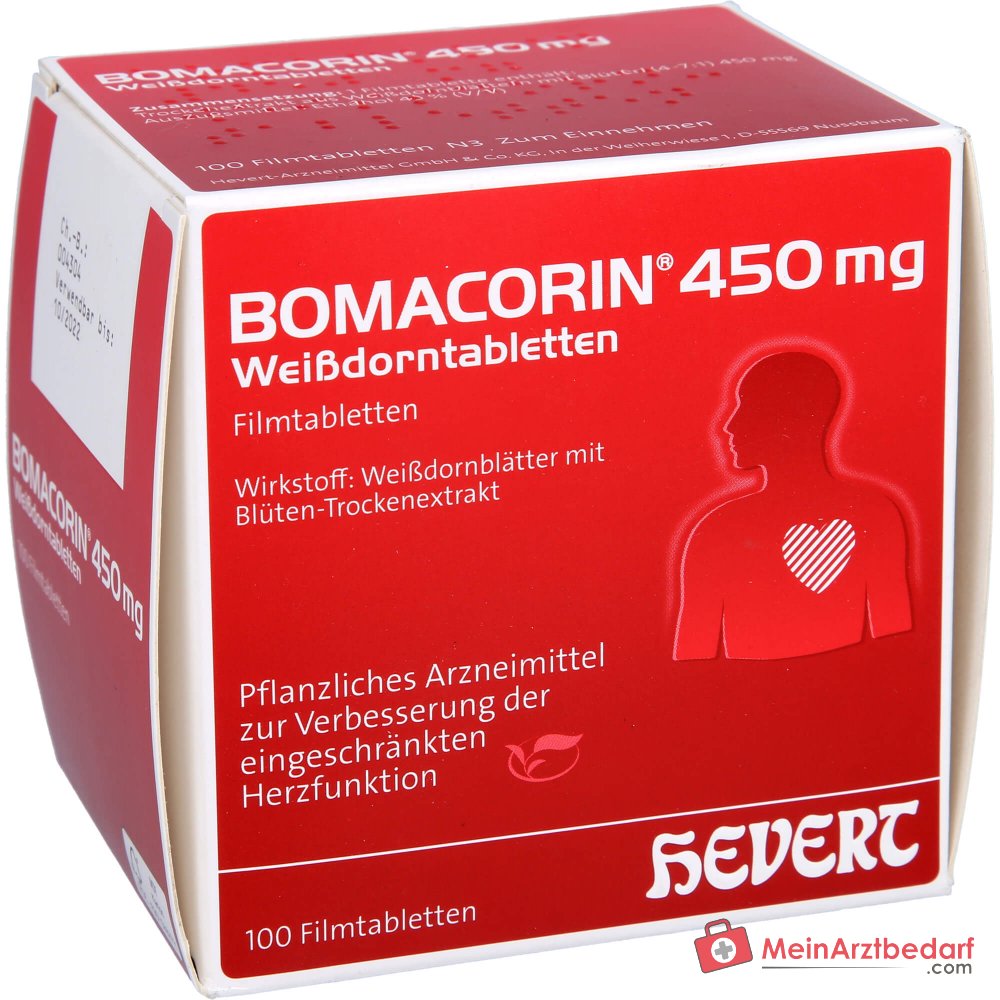 Hevert Bomacorin liść głogu 450 mg, 100 tabletek powlekanych