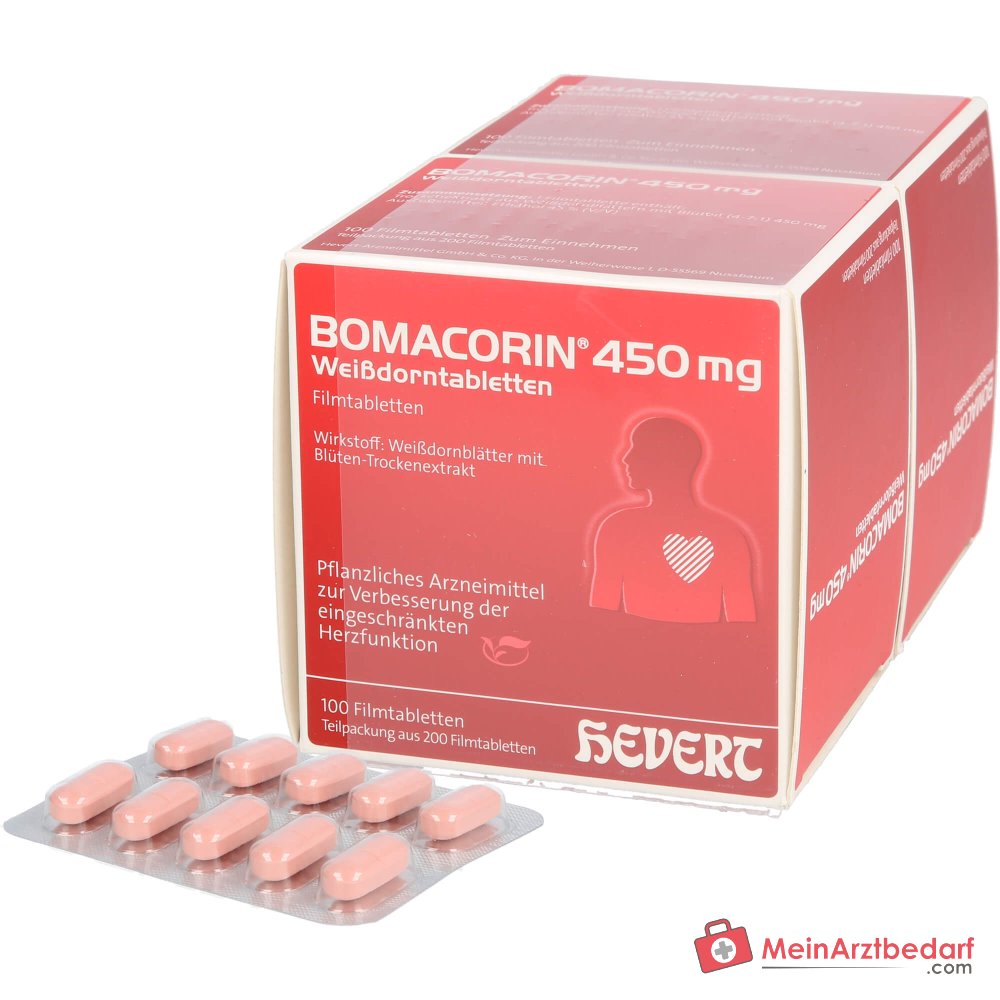 Hevert Bomacorin Weißdornblätter 450 mg, 200 Filmtabletten