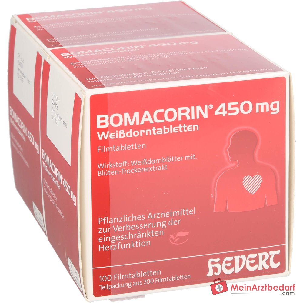 Hevert Bomacorin Weißdornblätter 450 mg, 200 Filmtabletten