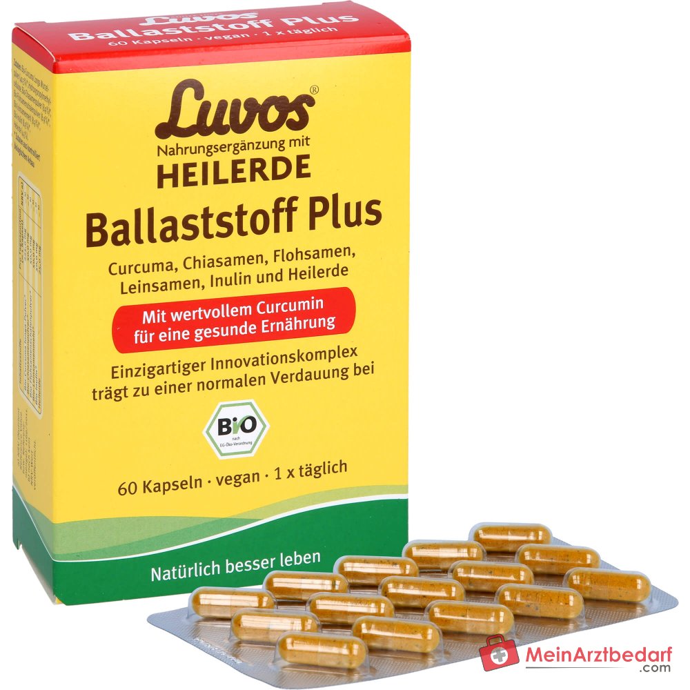 Luvos Heilerde Bio Ballaststoff Plus Flohsamenschalenpulver / Inulin / Curcuma Longa / Chiasamen / Leinsamenmehl Kapseln, 60 St..