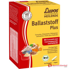 Luvos Heilerde Bio Ballaststoff Plus Flohsamenschalenpulver / Inulin / Curcuma Longa / Chiasamen / Leinsamenmehl Kapseln, 60 St..
