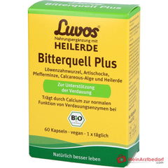 Luvos Heilerde Bio Bitterquell Plus Calcium / Loewenzahnwurzel / Pfefferminze / Artischocke / Heilerde Kapseln, 60 St..