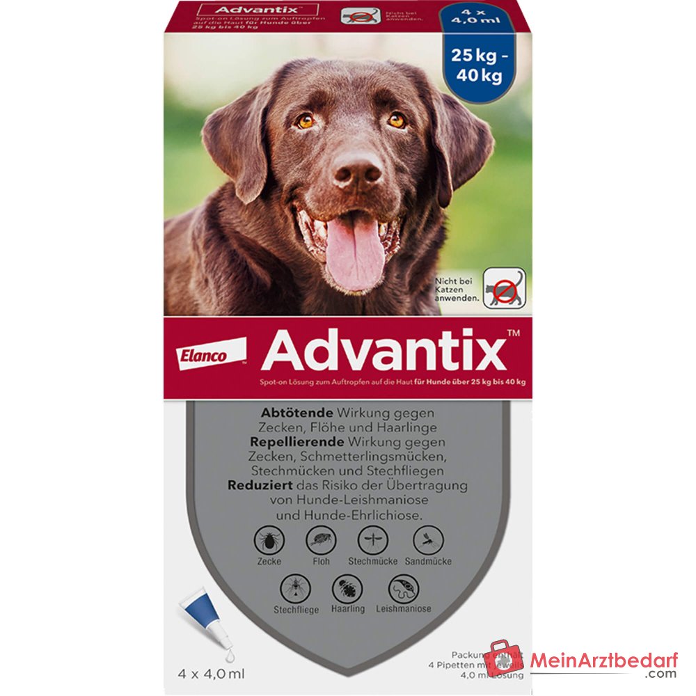 Advantix Spot-on Perro 25-40 kg Imidacloprid y Permetrina 4 x 4 ml