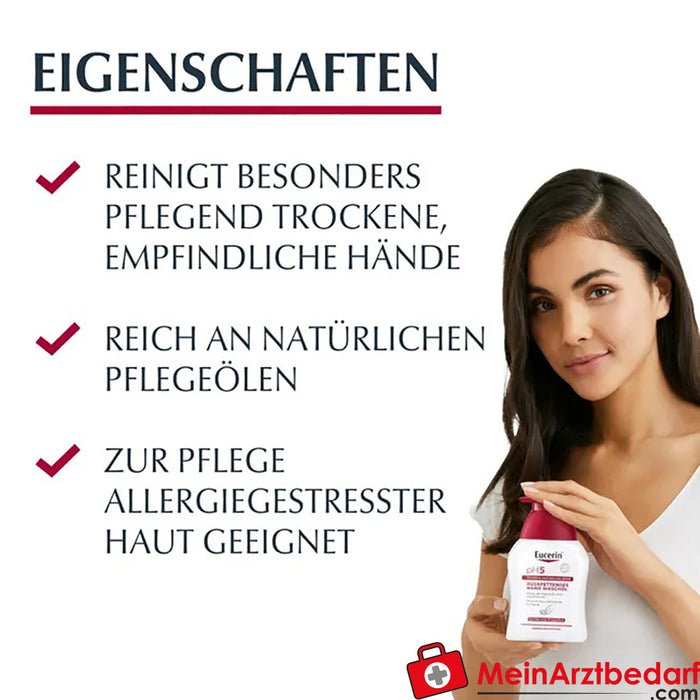 Eucerin® pH5 Aceite Limpiador de Manos|Limpiador lubricante para manos sensibles, secas y estresadas, 250ml