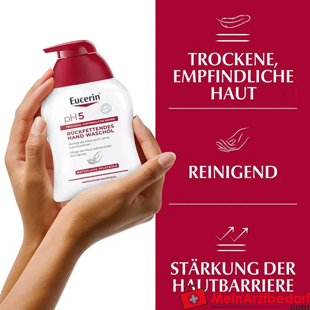 Eucerin® pH5 Hand Waschöl|Rückfettende Reinigung für empfindliche, trockene und strapazierte Hände, 250ml.
