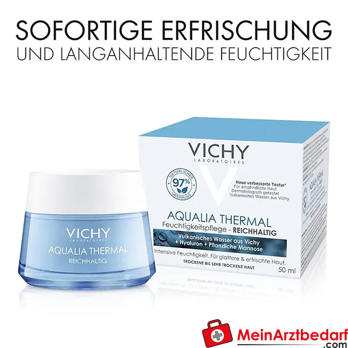 VICHY Aqualia Thermal Rich Cream Frasco|Creme hidratante para o rosto, 50ml