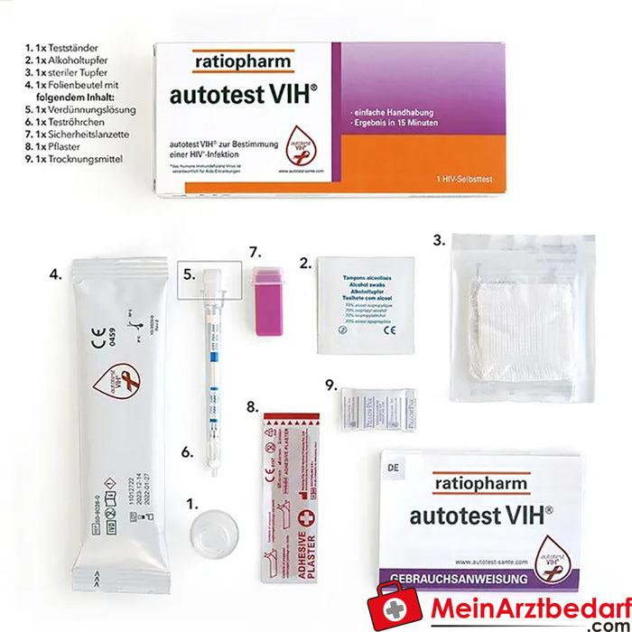 autotest VIH® ratiopharm, 1 adet.