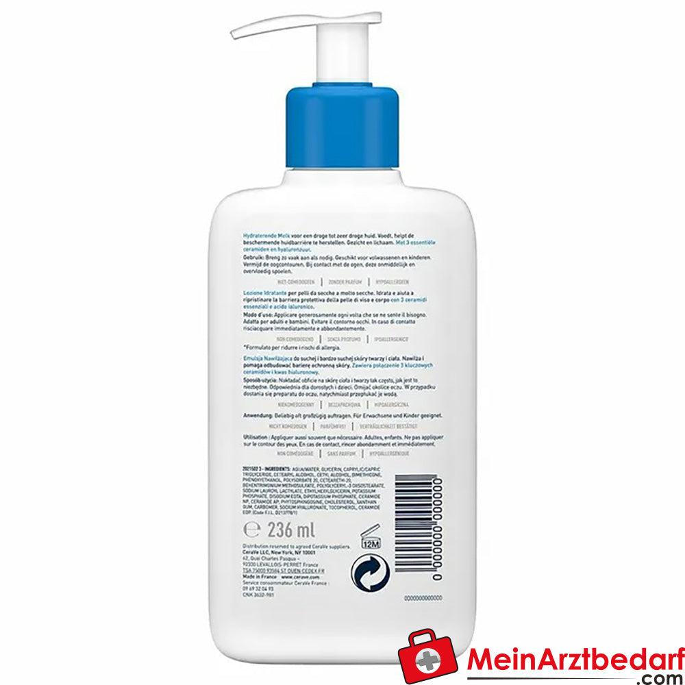 CeraVe Feuchtigkeitslotion|leichte Körperlotion für trockene bis sehr trockene Haut, 236ml.