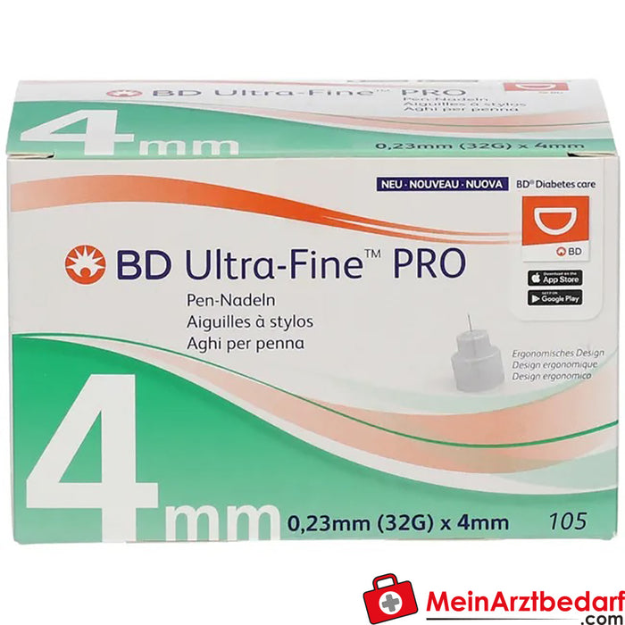 BD Ultra-Fine™ PRO 4 mm 32 G, 105 st.