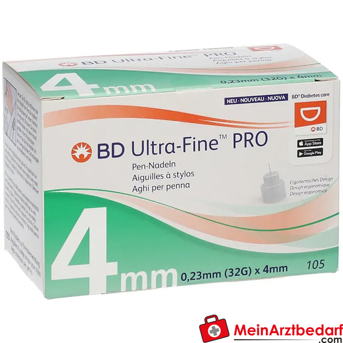 BD Ultra-Fine™ PRO 4 mm 32 G, 105 st.