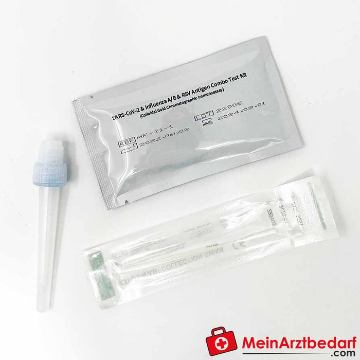 Fluorecare 4in1 SARS-CoV-2、A/B 型流感和 RSV 混合自我检测试剂盒，1 件装