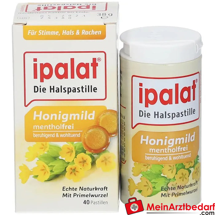 ipalat® miel suave sin mentol, 40 uds.