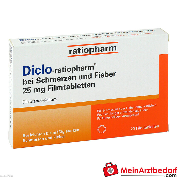 Diclo-ratiopharm contre la douleur et la fièvre 25mg