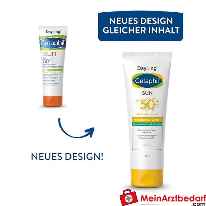 CETAPHIL SUN Sensitive Gel-Creme SPF 50+ Extra-leichter|fettfreier Sonnenschutz, 200ml