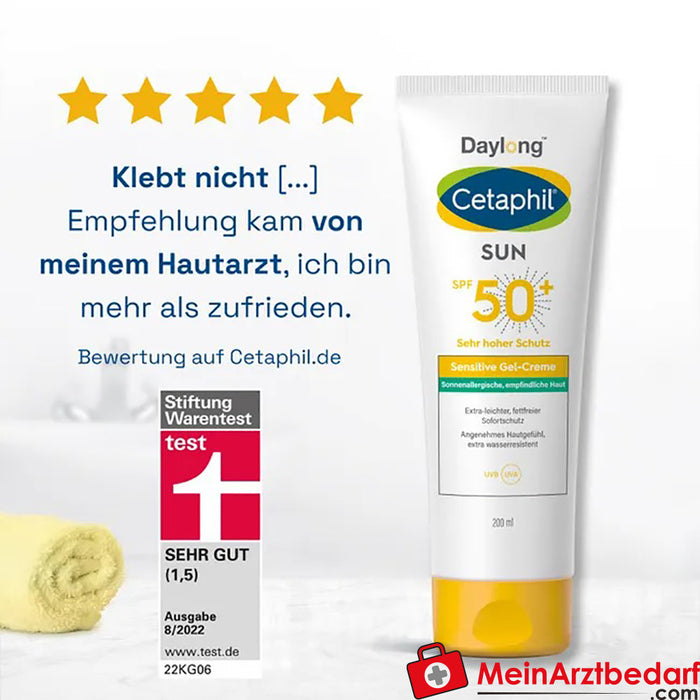 CETAPHIL SUN Sensitive Gel-Creme SPF 50+ Extra-leichter|fettfreier Sonnenschutz, 200ml