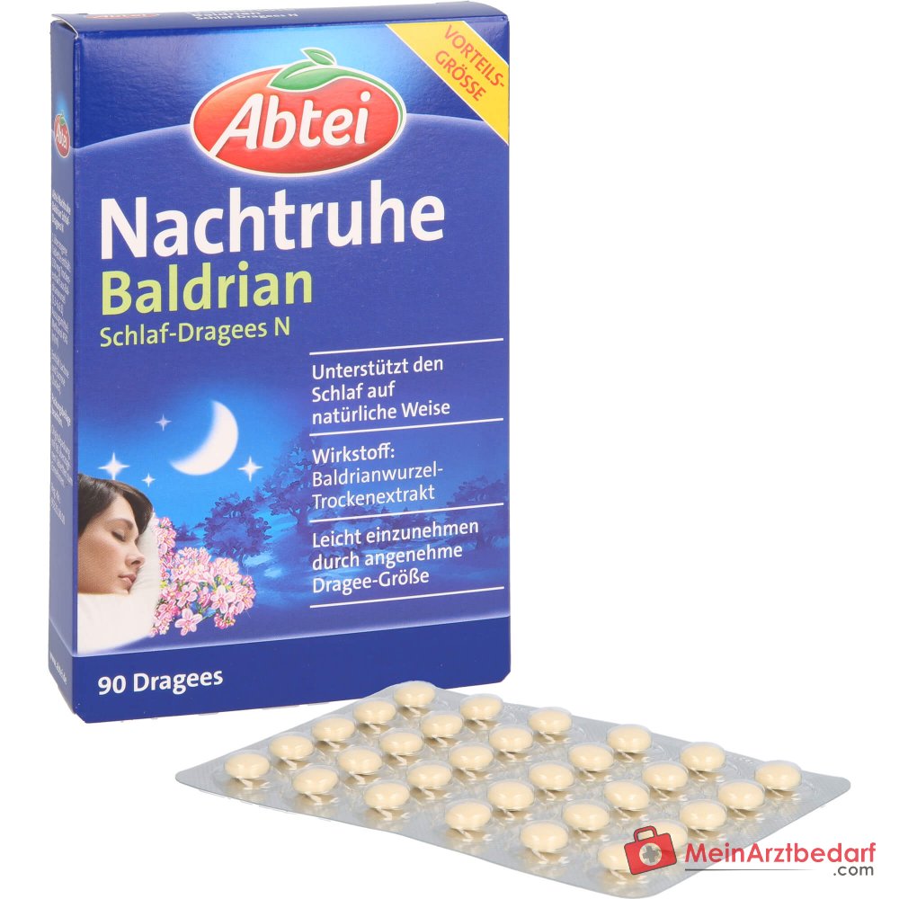 Abtei Nachtrust Valeriaan Valeriaanwortel Droogextract Slaap-Dragees N, 90 st.